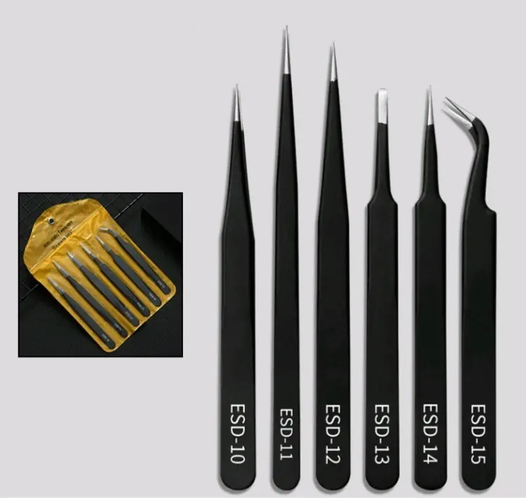 6PC Stainless Steel Tweezer set