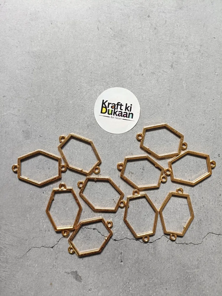 Hexagon Plain Bracelet Bezel 10pc set