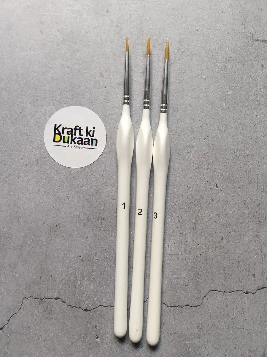 3PC Paint Brush Round White Handle
