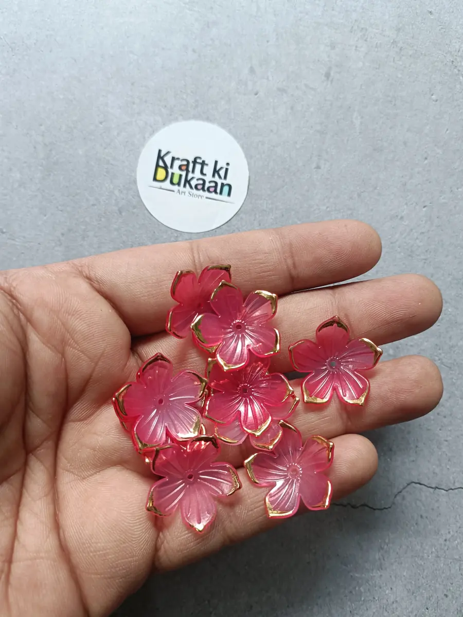 Red Flower Beads Pack of 50