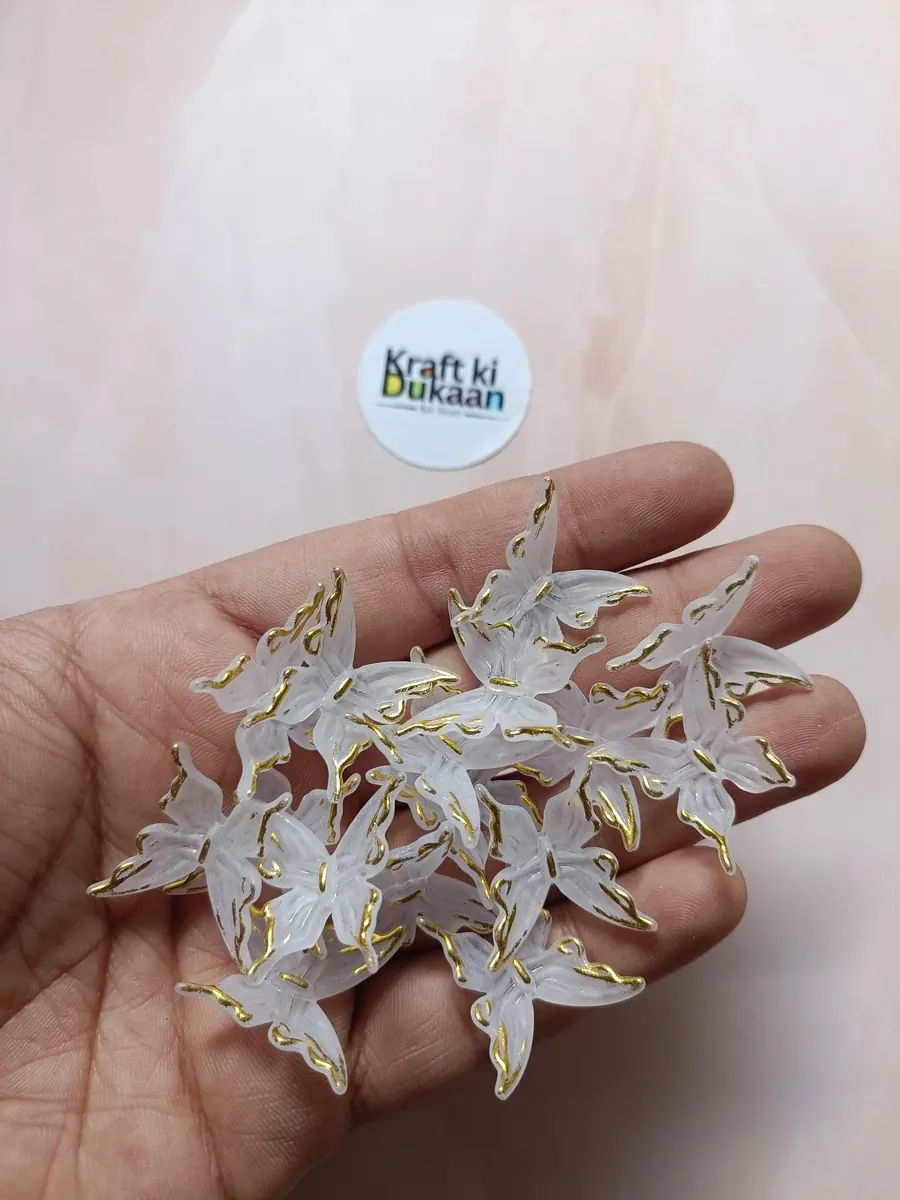 Golden Butterfly Beads Pack of 25