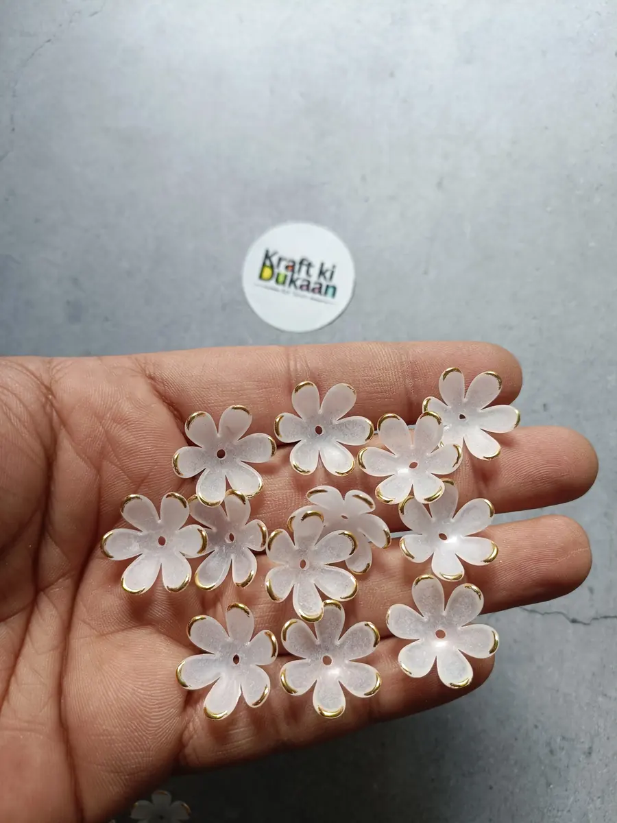 6 Kali White Flower Beads Pack of 50