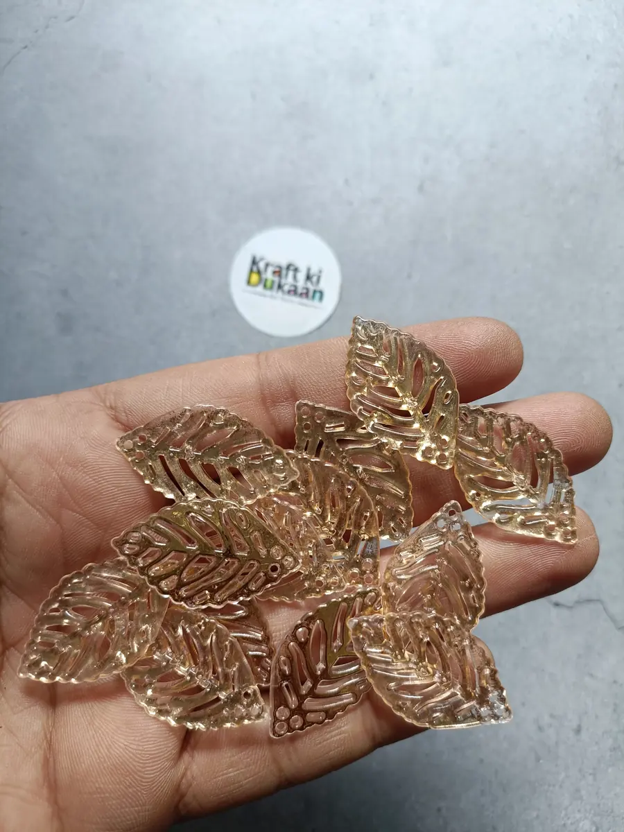 Golden Leaf Beads Pack of 50