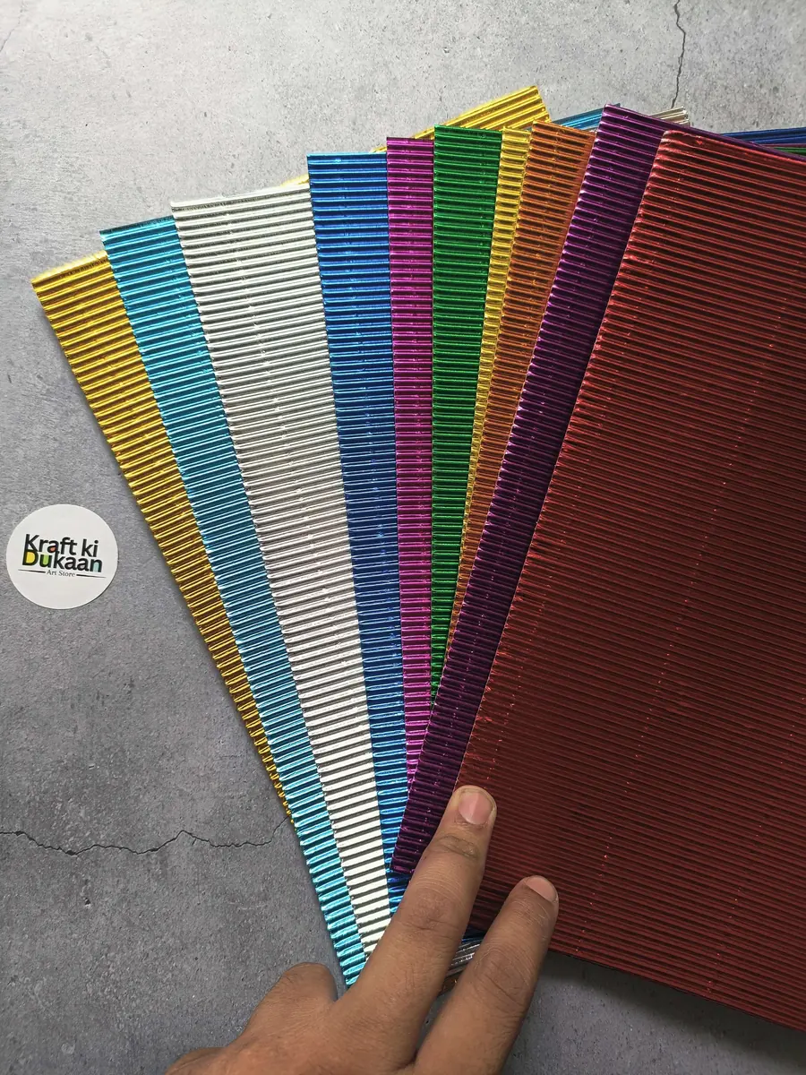 A4 Size Corrugated Metallic Sheets Multi 10PC Set