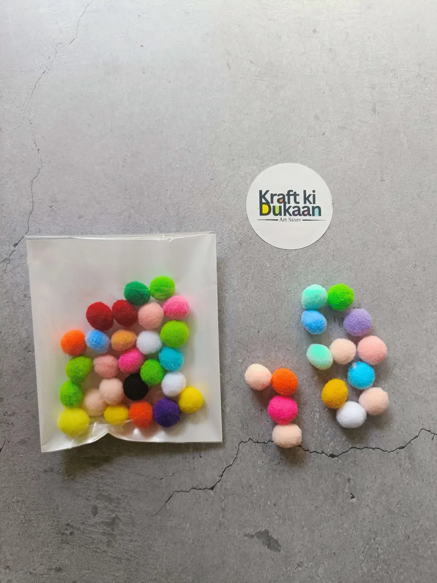 Pompom Balls Multi Small 1CM pack of 50